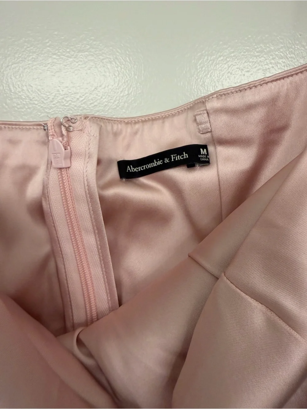Abercrombie & Fitch Strapless Pleated Maxi Dress in Blush Pink